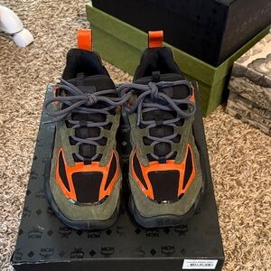 MCM Men's Sneakers in Black, Orange, and Green